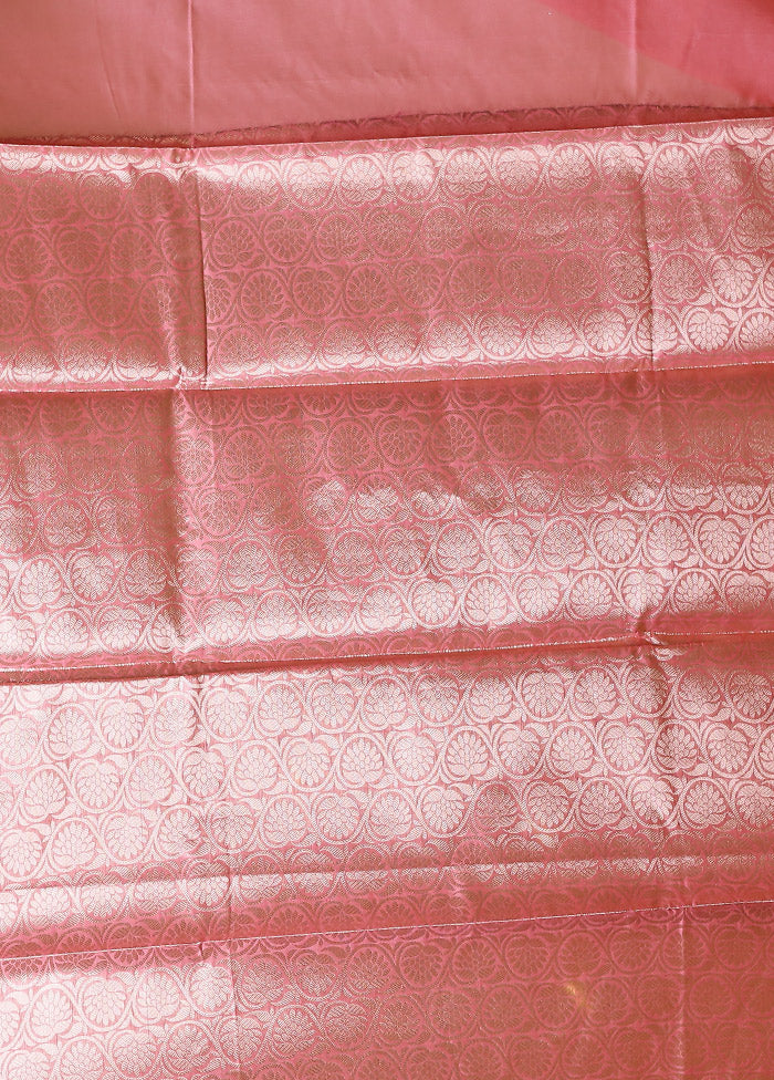 Pink Kora Silk Saree With Blouse Piece