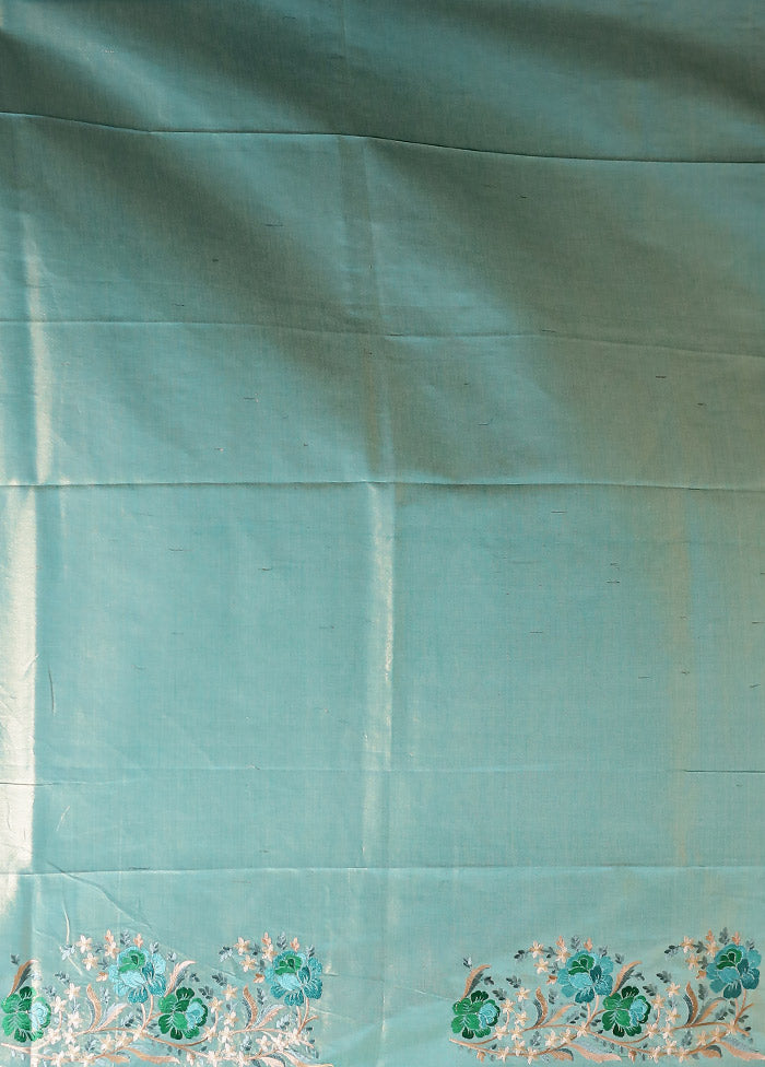 Green Tissue Silk Saree With Blouse Piece