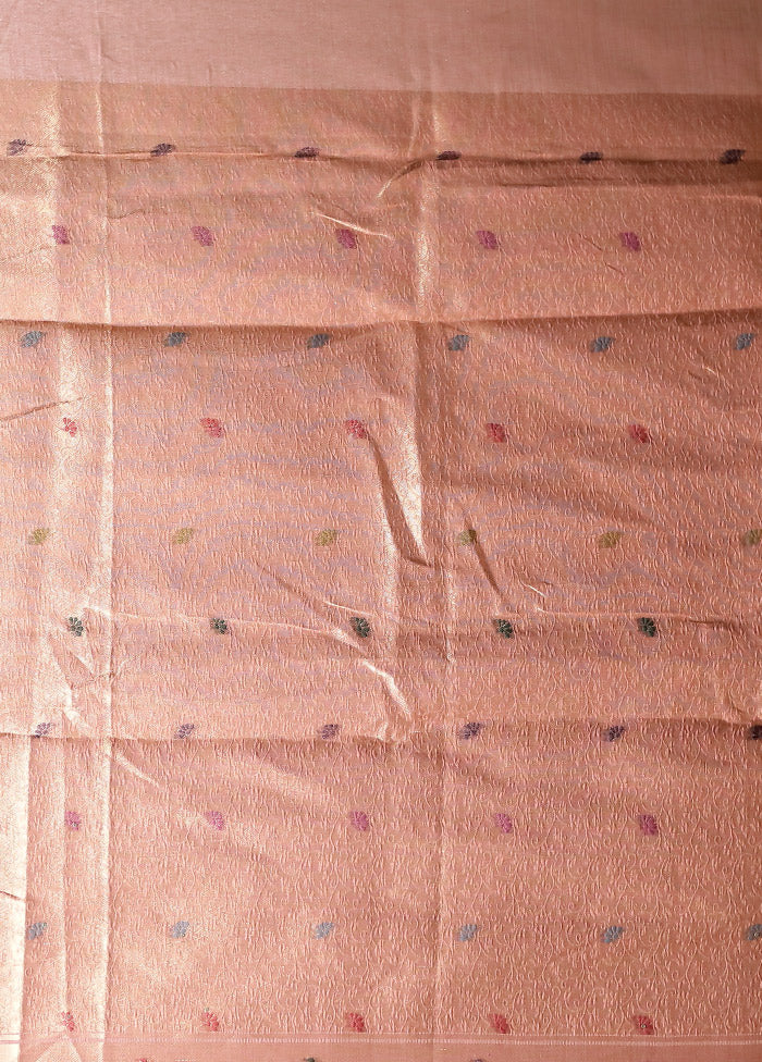 Pink Linen Silk Saree With Blouse Piece
