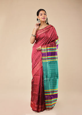 Multicolor Kalakethra Pure Silk Saree With Blouse Piece