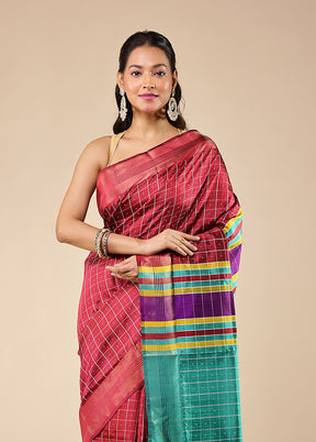 Multicolor Kalakethra Pure Silk Saree With Blouse Piece