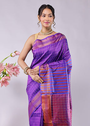 Blue Kalakethra Pure Silk Saree With Blouse Piece