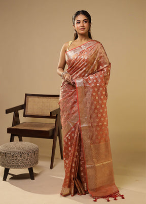 Pink Tissue Silk Saree With Blouse Piece