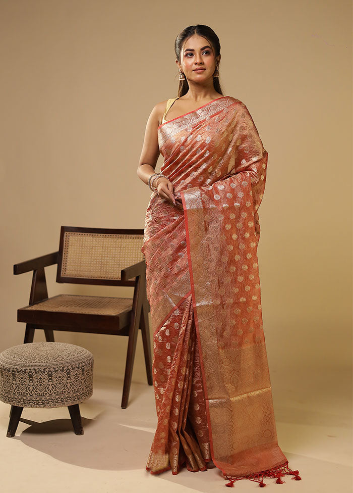 Pink Tissue Silk Saree With Blouse Piece