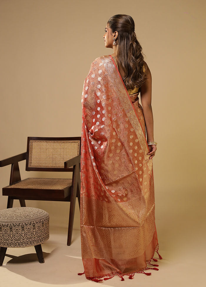 Pink Tissue Silk Saree With Blouse Piece