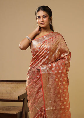 Pink Tissue Silk Saree With Blouse Piece