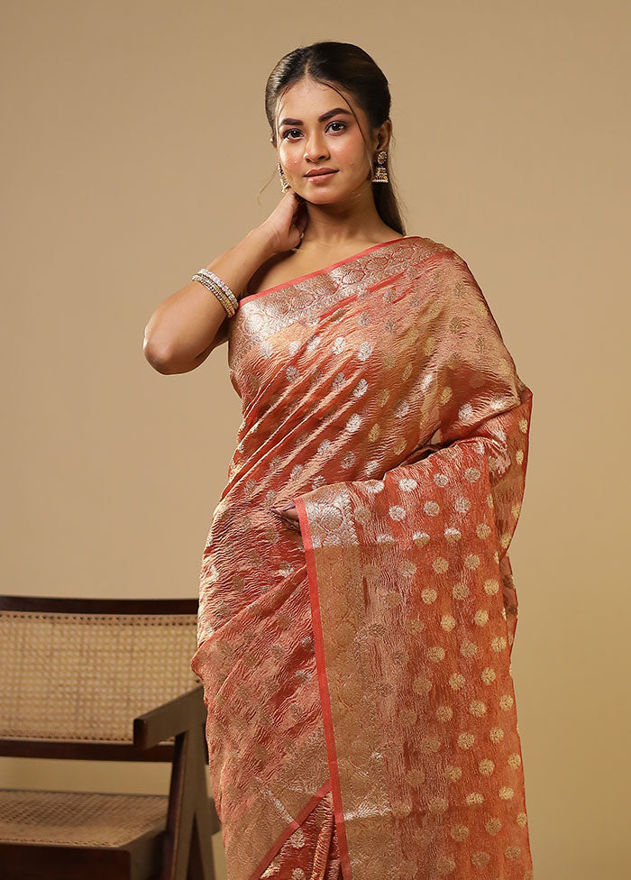 Pink Tissue Silk Saree With Blouse Piece