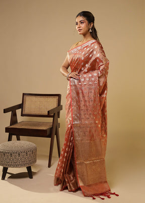 Pink Tissue Silk Saree With Blouse Piece