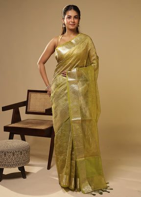 Green Tissue Silk Saree With Blouse Piece