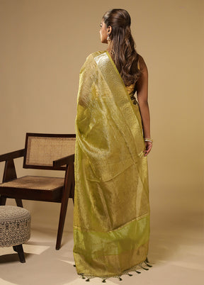 Green Tissue Silk Saree With Blouse Piece