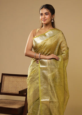 Green Tissue Silk Saree With Blouse Piece