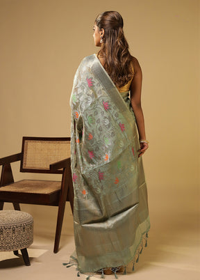 Green Tissue Silk Saree With Blouse Piece