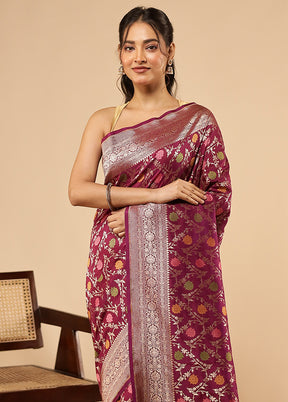 Purple Dupion Silk Saree With Blouse Piece