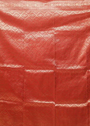 Red Dupion Silk Saree With Blouse Piece