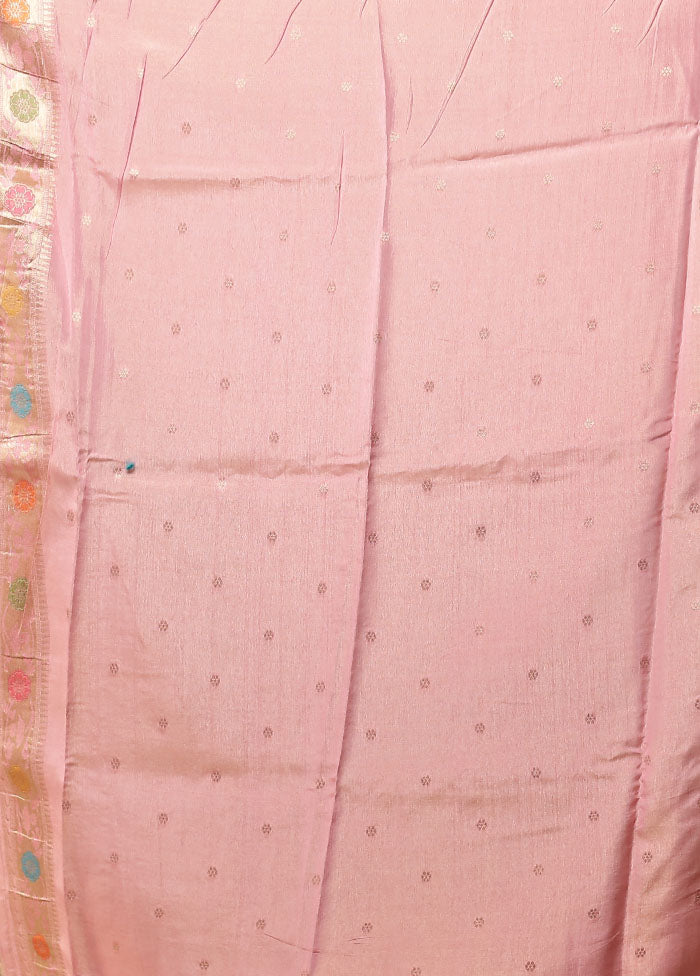 Pink Handloom Dupion Pure Silk Saree With Blouse Piece
