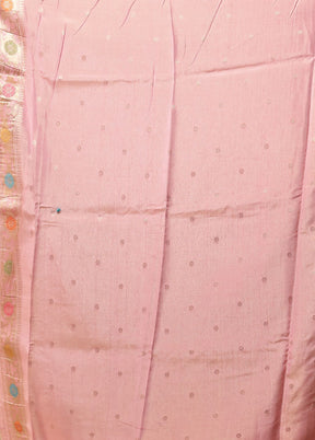 Pink Handloom Dupion Pure Silk Saree With Blouse Piece