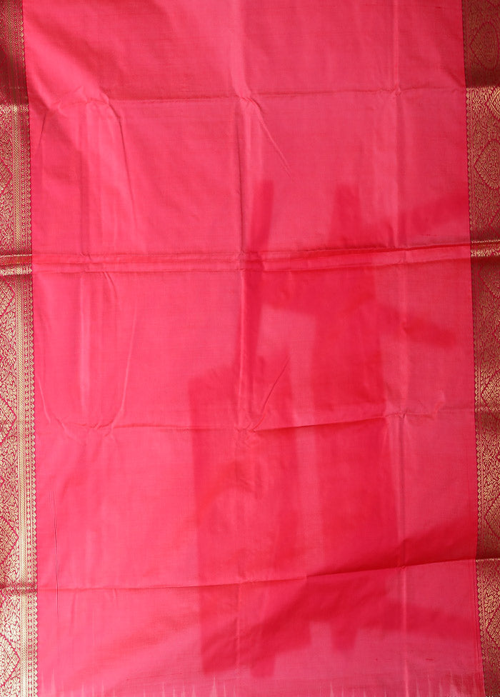 White Kanjivaram Silk Saree With Blouse Piece