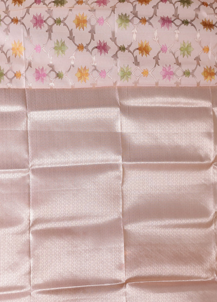 Pink Kora Silk Saree With Blouse Piece