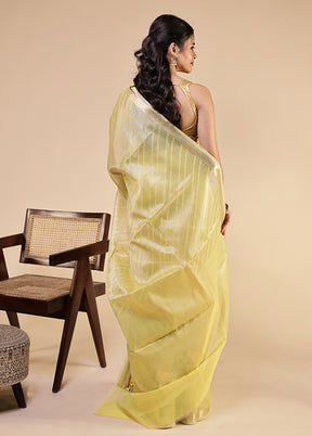 Yellow Tissue Silk Saree With Blouse Piece