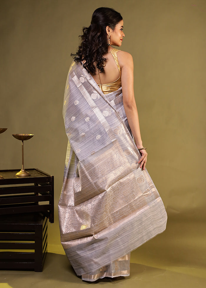 Cream Kora Silk Saree With Blouse Piece