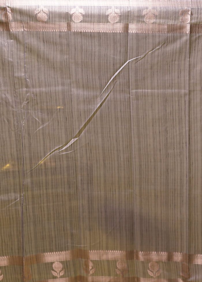 Cream Kora Silk Saree With Blouse Piece