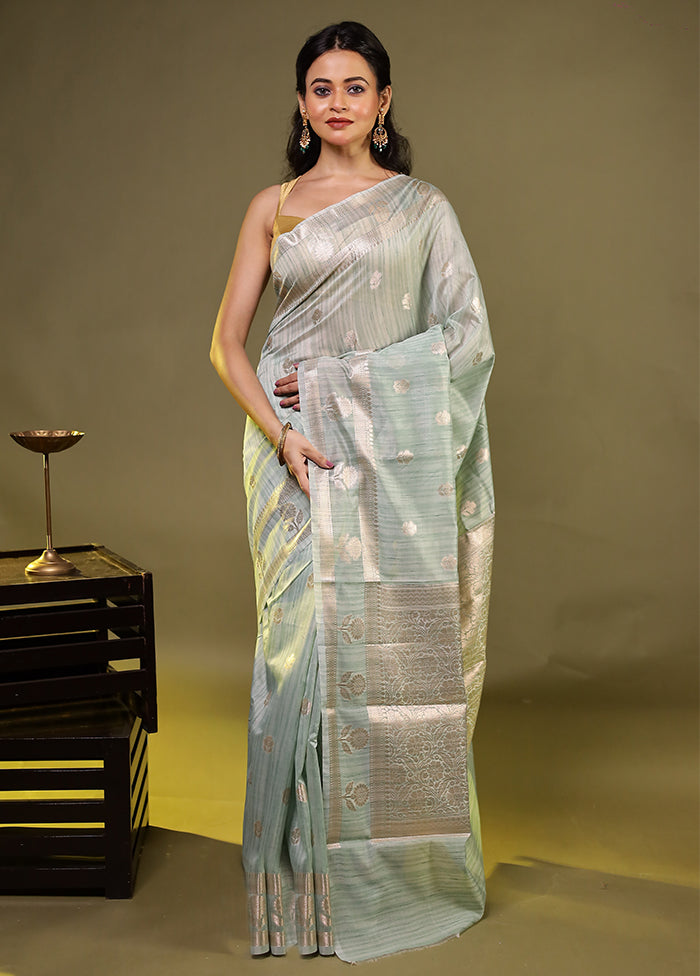 Green Kora Silk Saree With Blouse Piece
