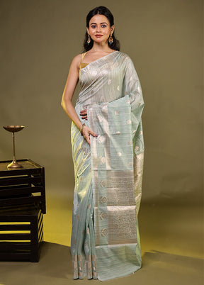 Green Kora Silk Saree With Blouse Piece