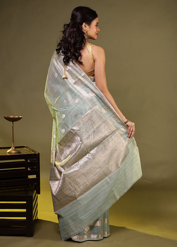 Green Kora Silk Saree With Blouse Piece