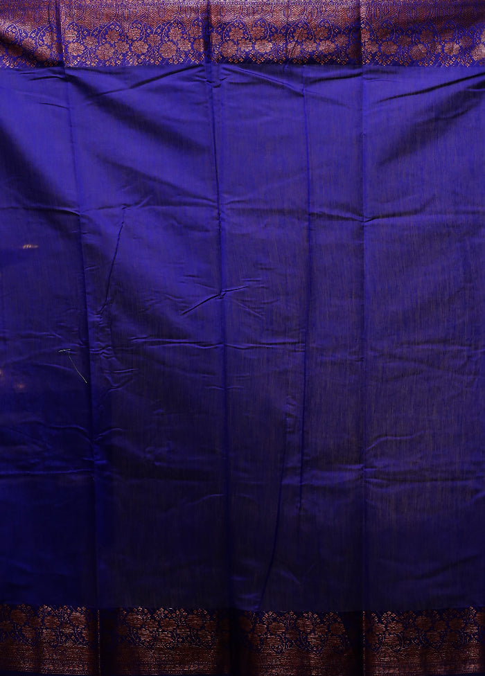 Blue Kora Silk Saree With Blouse Piece