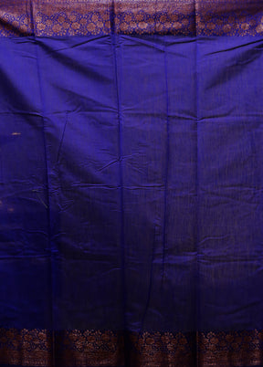 Blue Kora Silk Saree With Blouse Piece