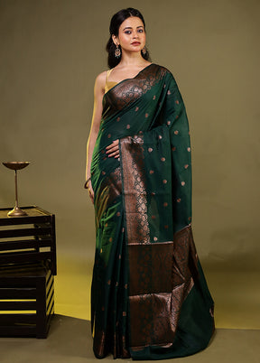 Green Kora Silk Saree With Blouse Piece