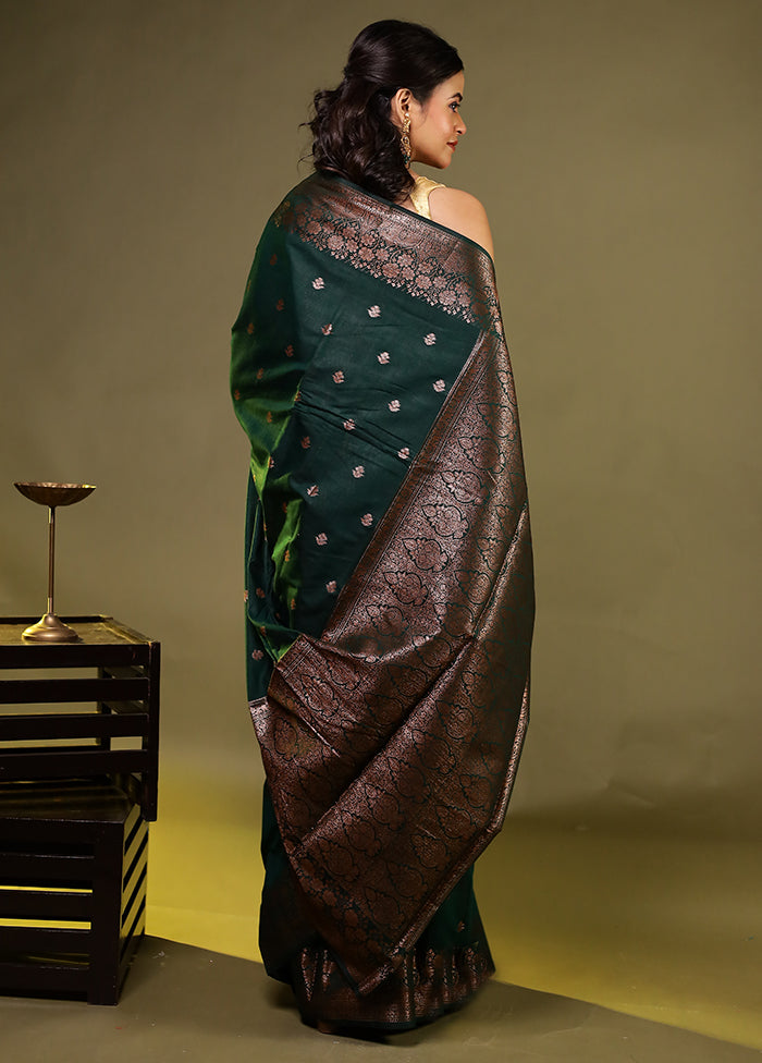Green Kora Silk Saree With Blouse Piece