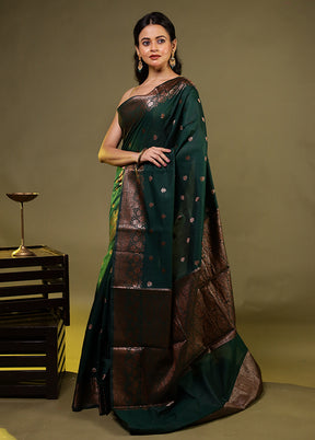 Green Kora Silk Saree With Blouse Piece