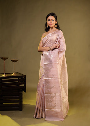 Cream Kora Silk Saree With Blouse Piece