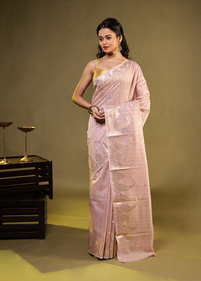 Cream Kora Silk Saree With Blouse Piece
