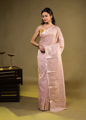 Cream Kora Silk Saree With Blouse Piece