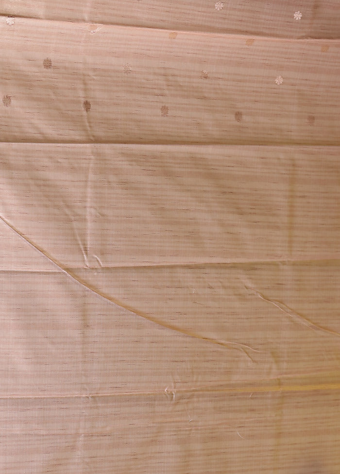 Cream Kora Silk Saree With Blouse Piece
