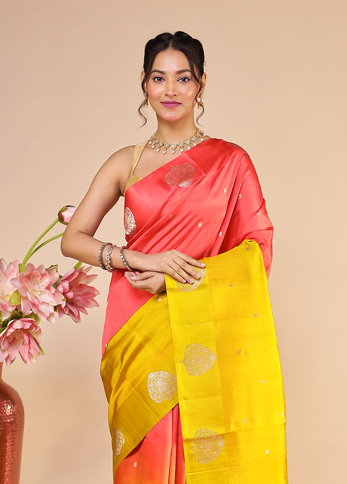 Pink Handloom Dupion Pure Silk Saree With Blouse Piece