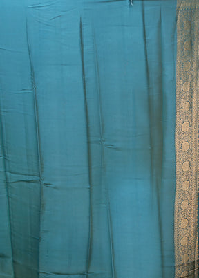 Green Handloom Pure Georgette Saree With Blouse Piece
