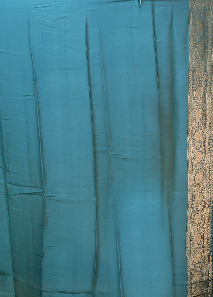Green Handloom Pure Georgette Saree With Blouse Piece