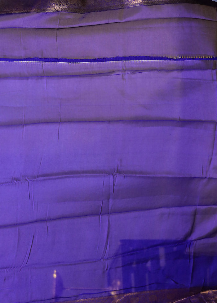 Blue Handloom Pure Georgette Saree With Blouse Piece