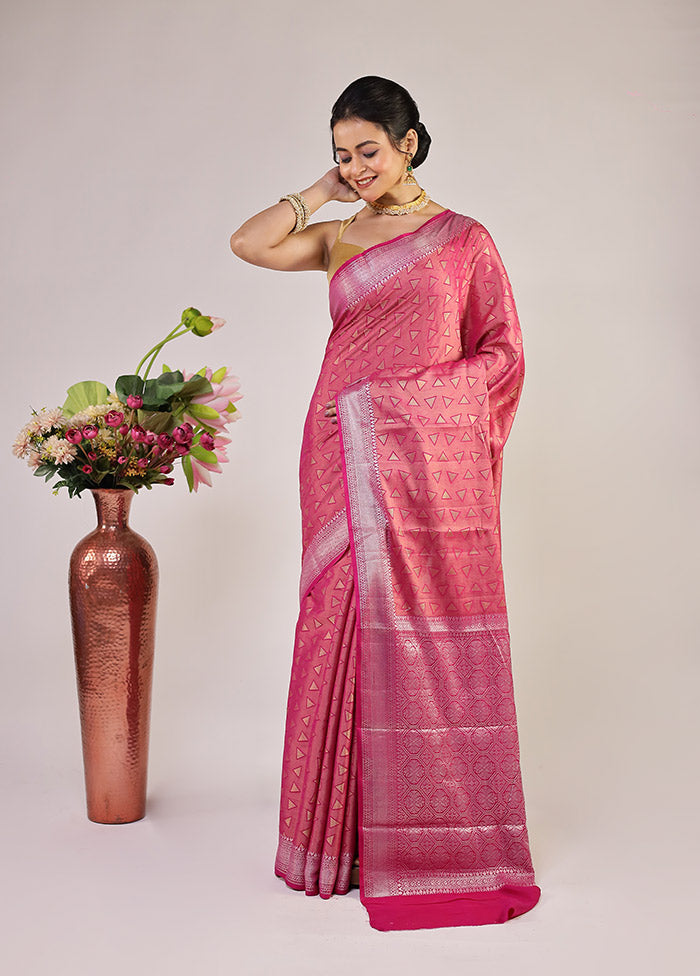 Pink Georgette Saree With Blouse Piece