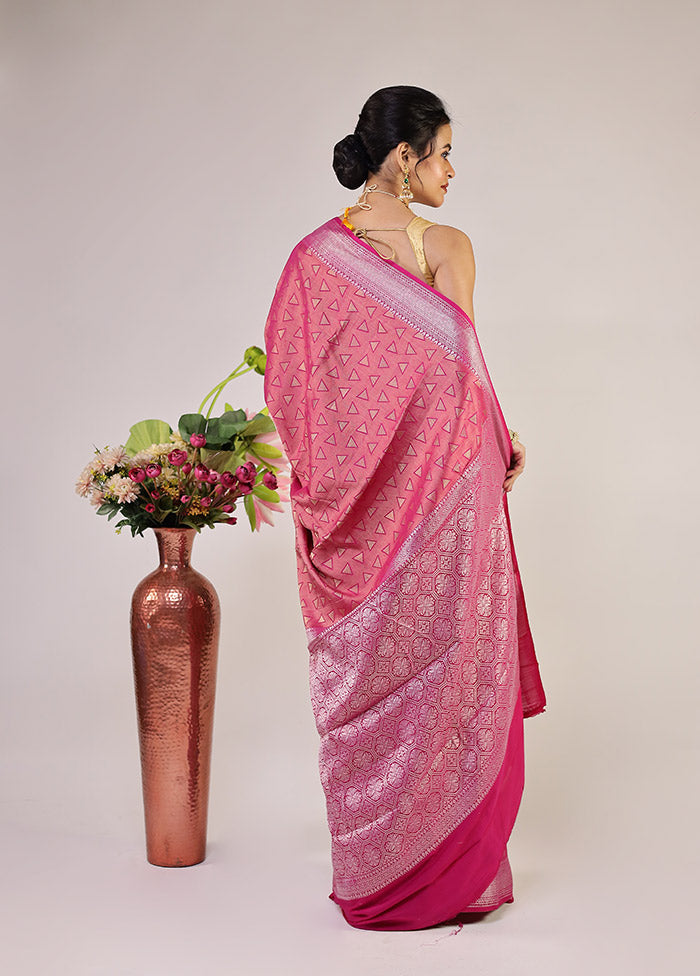 Pink Georgette Saree With Blouse Piece