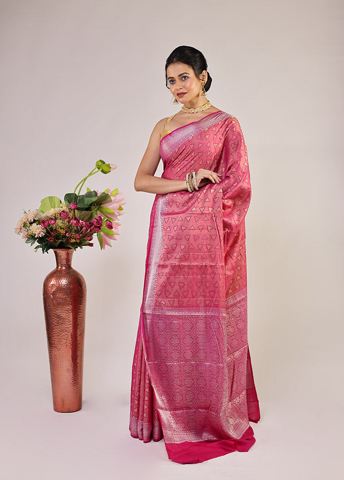 Pink Georgette Saree With Blouse Piece