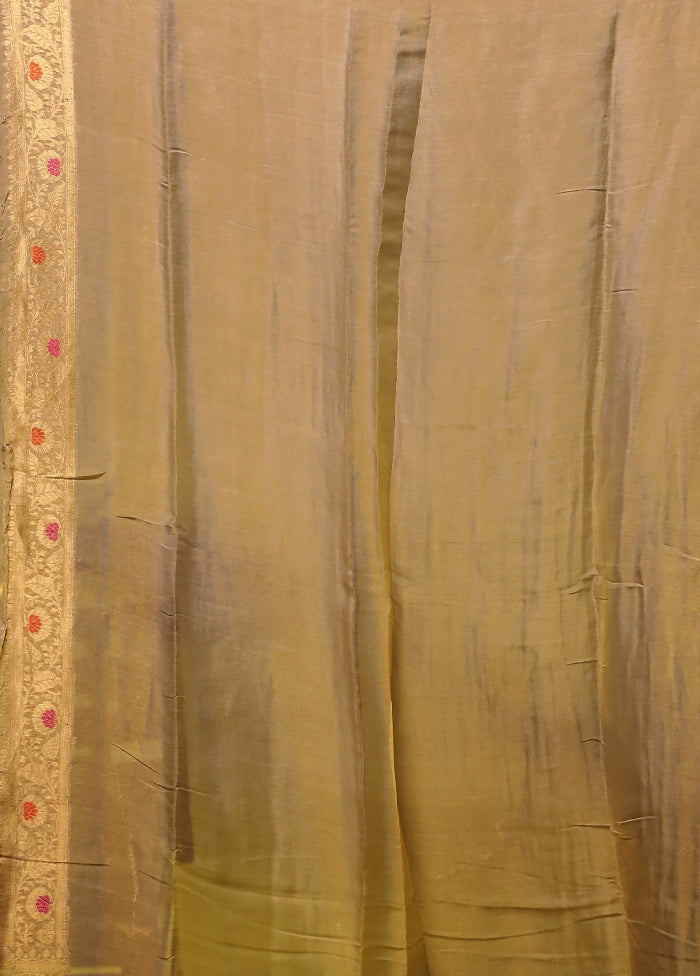 Cream Handloom Pure Georgette Saree With Blouse Piece