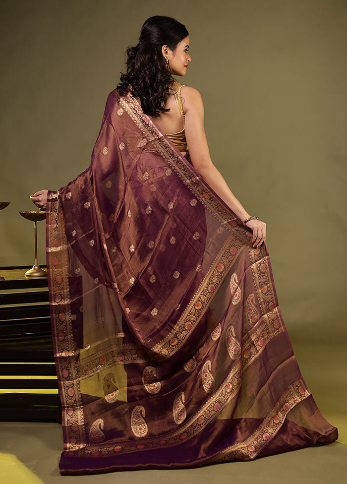 Brown Handloom Pure Georgette Saree With Blouse Piece