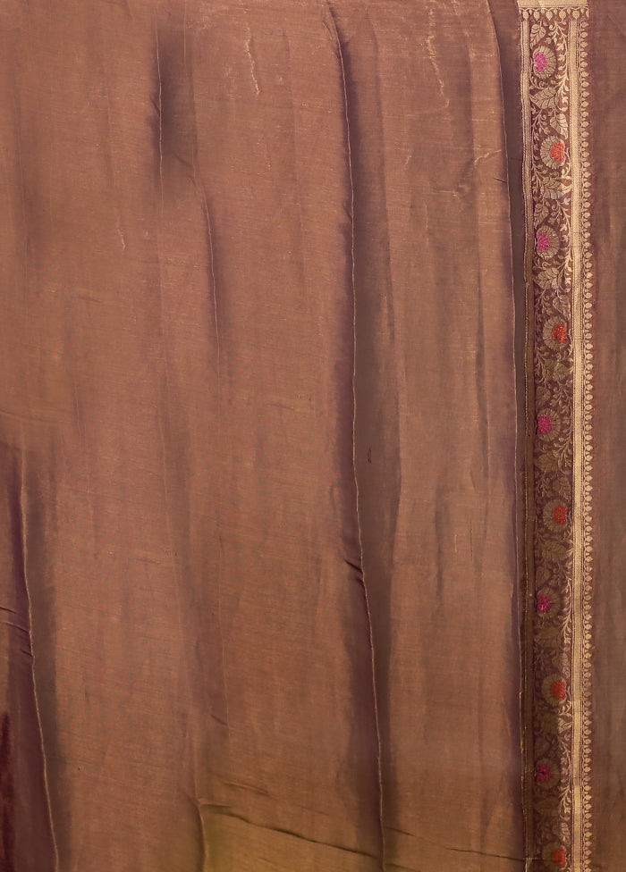 Brown Handloom Pure Georgette Saree With Blouse Piece