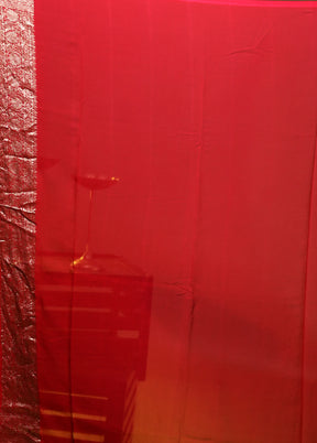 Red Handloom Pure Georgette Saree With Blouse Piece