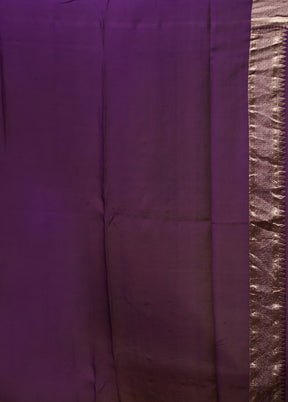 Purple Handloom Pure Georgette Saree With Blouse Piece