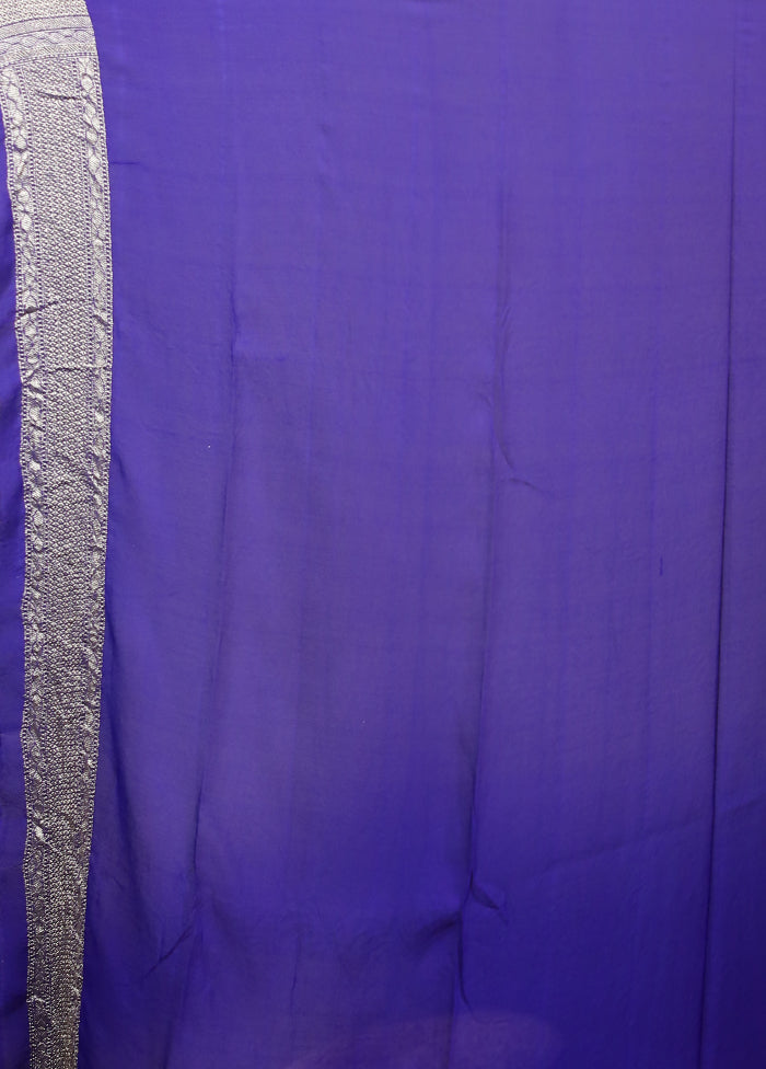 Blue Handloom Pure Georgette Saree With Blouse Piece